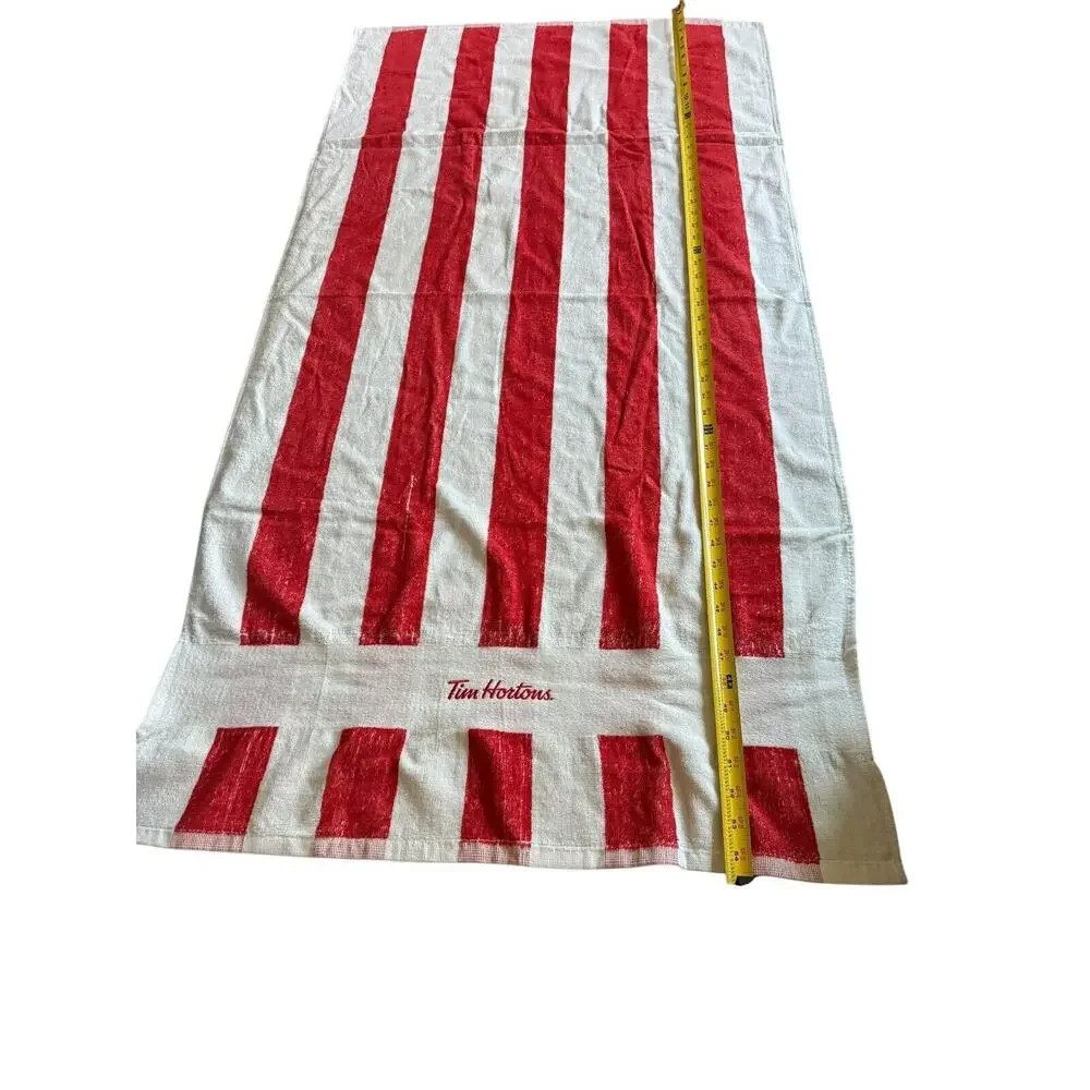 Tim Hortons Large Beach Pool Bath Towel With Inflatable Drink Holder Donut READ‎
